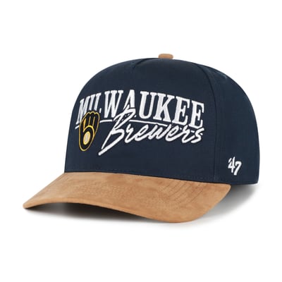 Milwaukee Brewers '47 Scribe Line Hitch Adjustable Hat - Navy/Light Brown