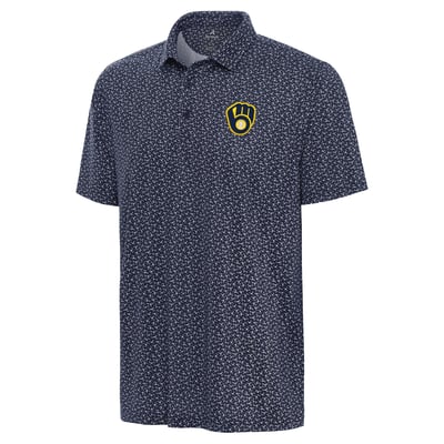 Milwaukee Brewers Antigua Logo Vigorous Polo - Navy