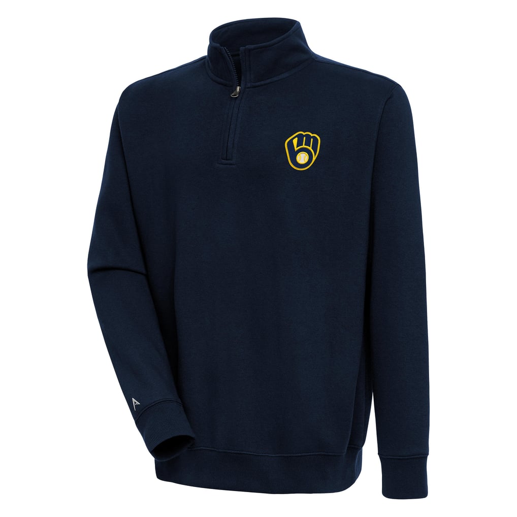  Milwaukee Brewers Antigua Victory Quarter-Zip Pullover Top - Navy