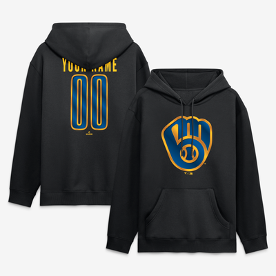 Milwaukee Brewers Big & Tall Forged Mascot Personalized Name & Number Hoodie - Black