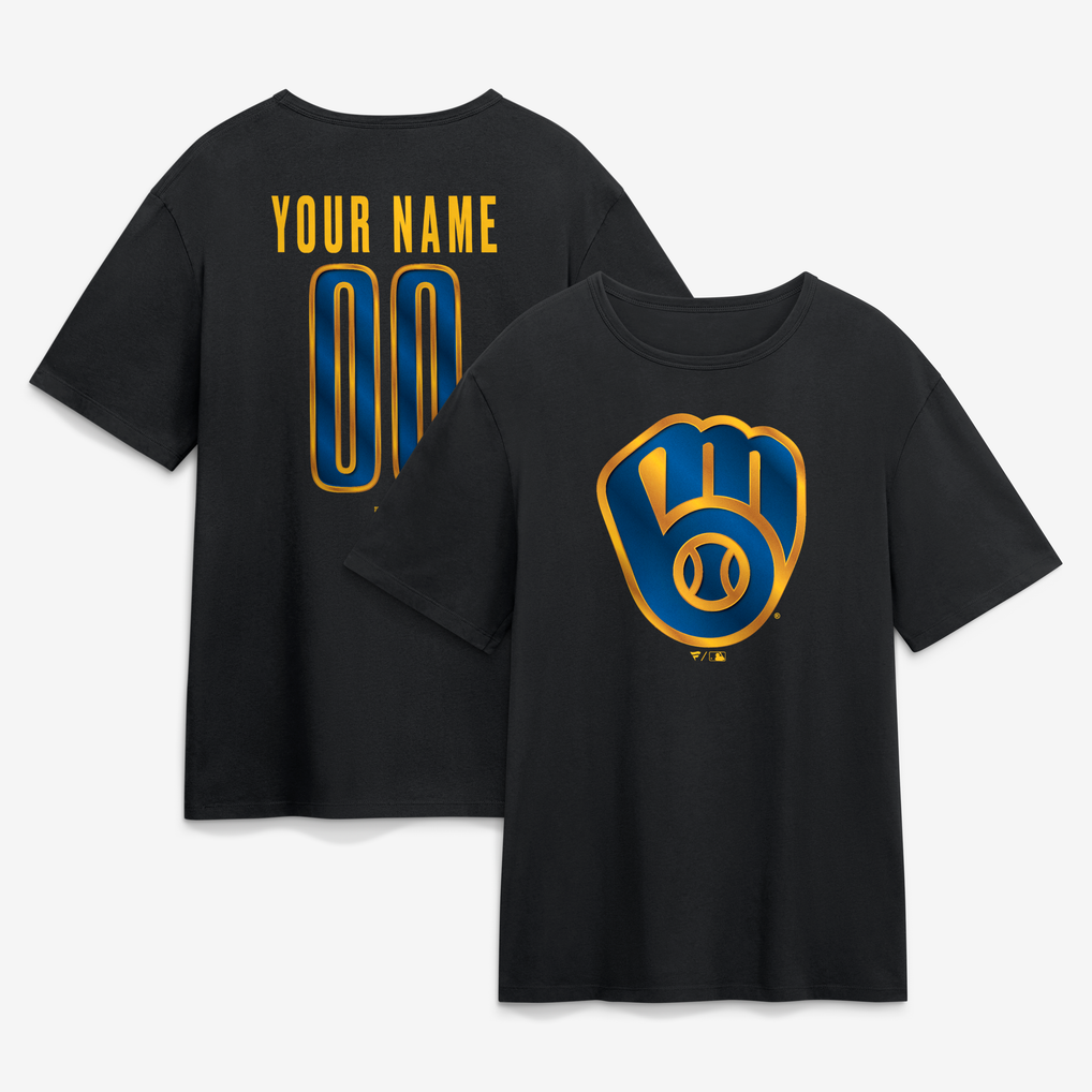 Men's Milwaukee Brewers Black Big & Tall Forged Mascot Personalized ...