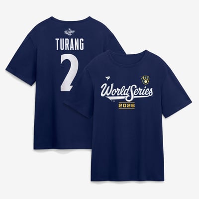 Brice Turang Milwaukee Brewers 2026 World Series Name & Number T-Shirt - Navy