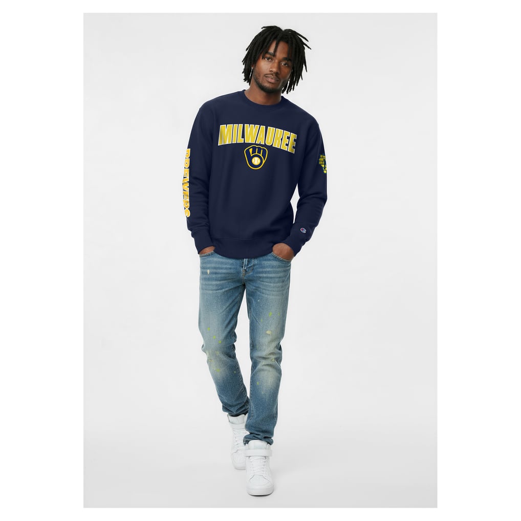  Milwaukee Brewers Champion Reverse Weave Chenille Sweatshirt - Navy