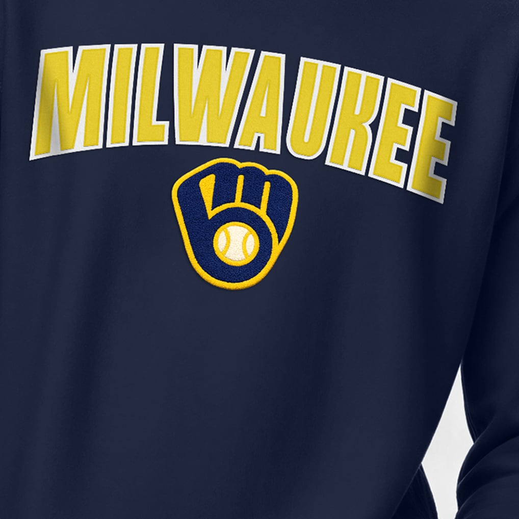  Milwaukee Brewers Champion Reverse Weave Chenille Sweatshirt - Navy