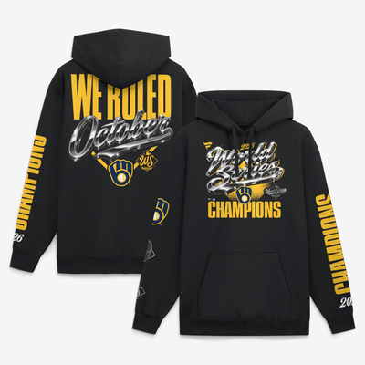  Milwaukee Brewers Fanatics 2026 World Series Champions Cleat Grip Heavyweight Fleece Hoodie - Black