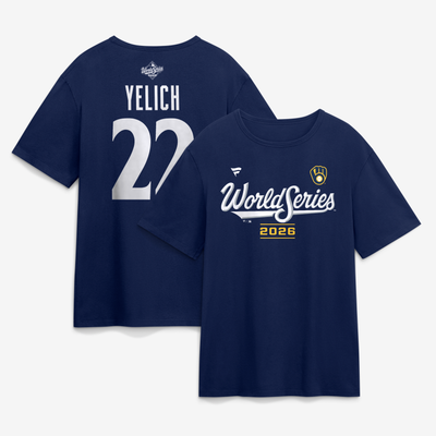 Christian Yelich Milwaukee Brewers Fanatics 2026 World Series Name & Number T-Shirt - Navy