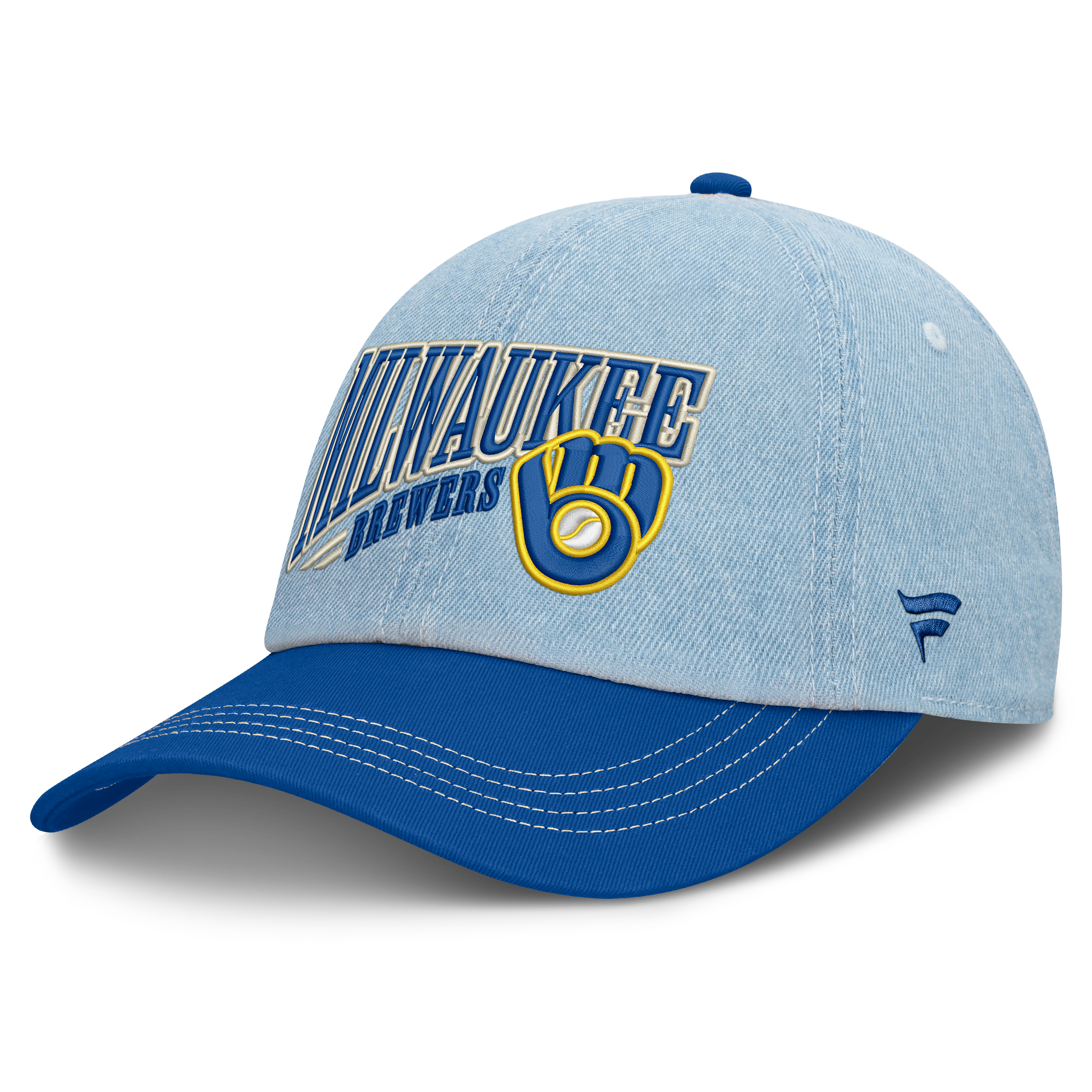 Milwaukee Brewers Embroidered Denim Baseball Cap 47 Milwaukee Brewers Cooperstown Pomona Hitch Snapback Hat  main image 3