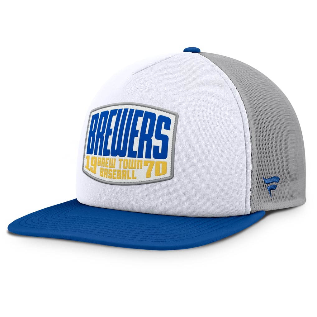 Milwaukee Brewers Fanatics Cranked Foam Front Patch Trucker Adjustable Hat - Gray/White