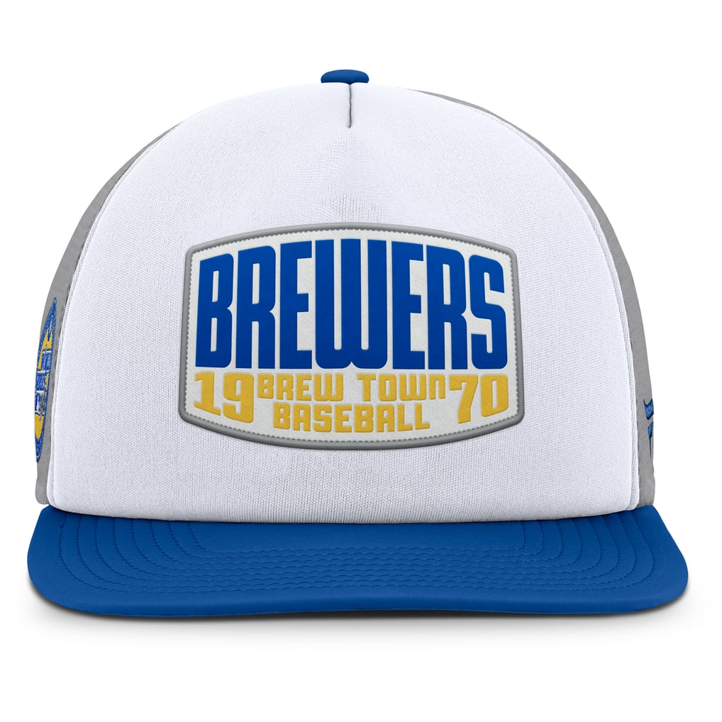 Milwaukee Brewers Fanatics Cranked Foam Front Patch Trucker Adjustable Hat - Gray/White