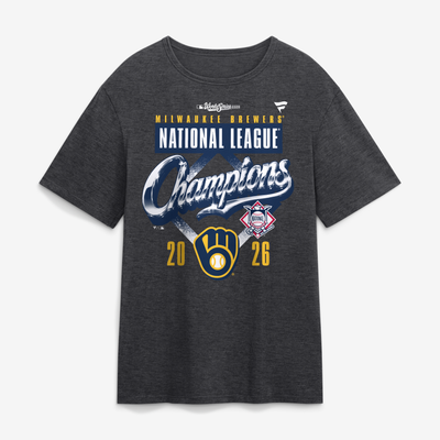 Milwaukee Brewers Fanatics 2026 National League Champions Locker Room T-Shirt - Heather Charcoal