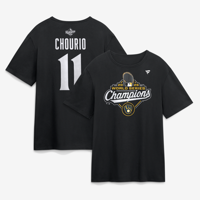 Jackson Chourio Milwaukee Brewers Fanatics 2026 World Series Champions Big & Tall Name & Number T-Shirt - Black