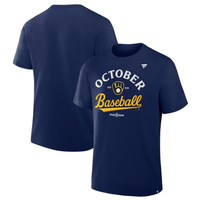 Milwaukee Brewers Fanatics 2025 MLB Postseason Locker Room T-Shirt - Navy