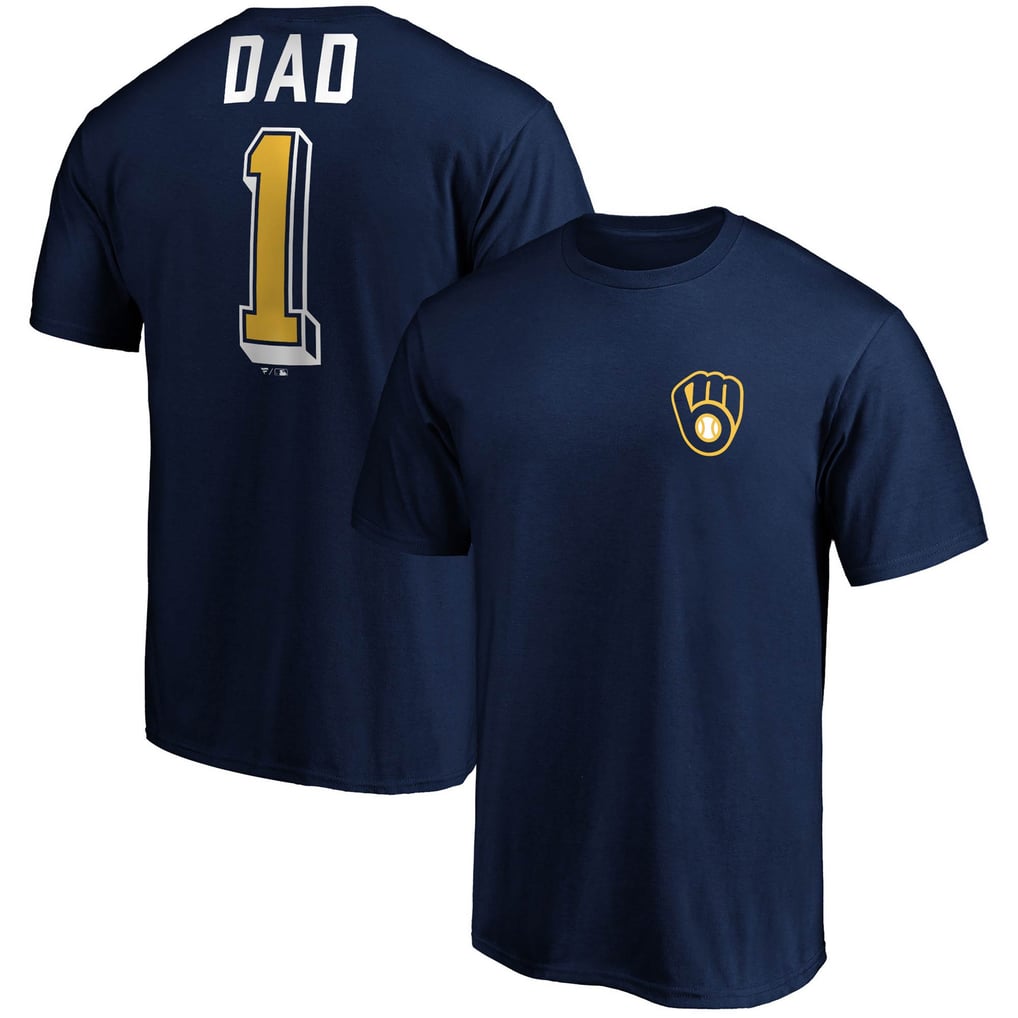 Beerers Dad Men's Milwaukee Brewers Fanatics Navy Number One Dad Team T-Shirt