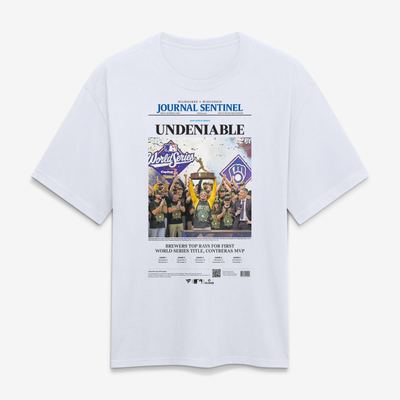 Milwaukee Brewers Fanatics 2026 World Series Champions Newspaper Heavyweight T-Shirt - White