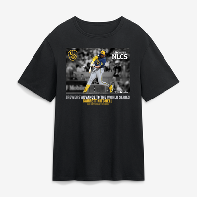 Garrett Mitchell Milwaukee Brewers 2026 National League Championship Series Game Frame T-Shirt - Black