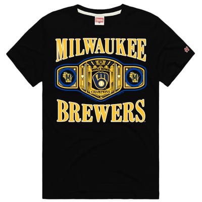 Milwaukee Brewers  Homage 2026 World Series Champions Champs Belt Tri-Blend T-Shirt - Black