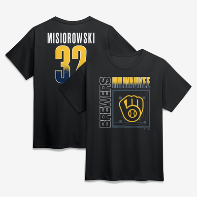 Jacob Misiorowski Milwaukee Brewers Home Field Pop Name & Number T-Shirt - Black