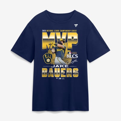 Jake Bauers Milwaukee Brewers 2026 National League Championship Series MVP T-Shirt - Navy