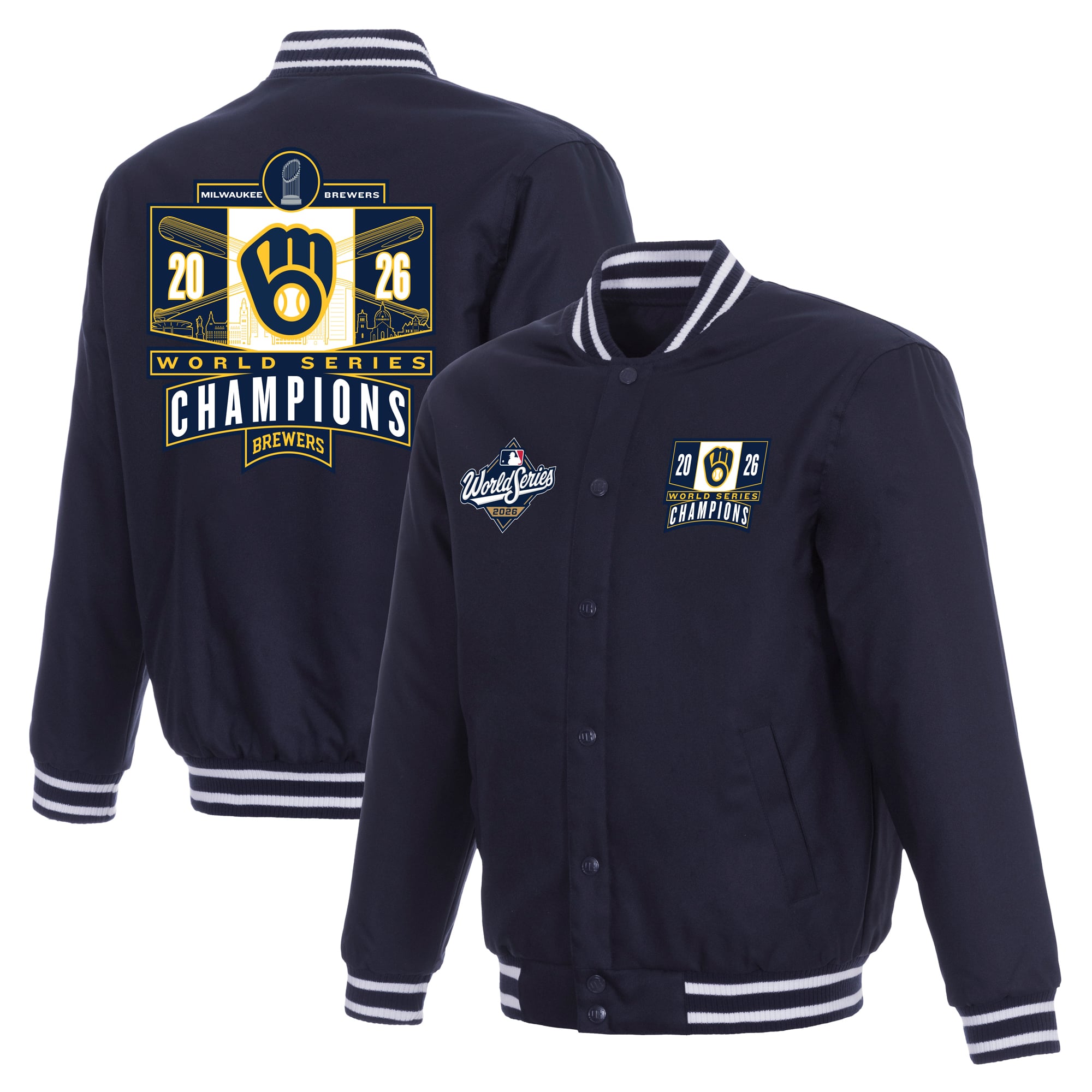 Men's Milwaukee Brewers JH Design Navy 2026 World Series Champions Full ...