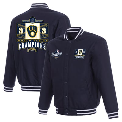  Milwaukee Brewers JH Design 2026 World Series Champions Full-Snap Poly Twill Jacket - Navy