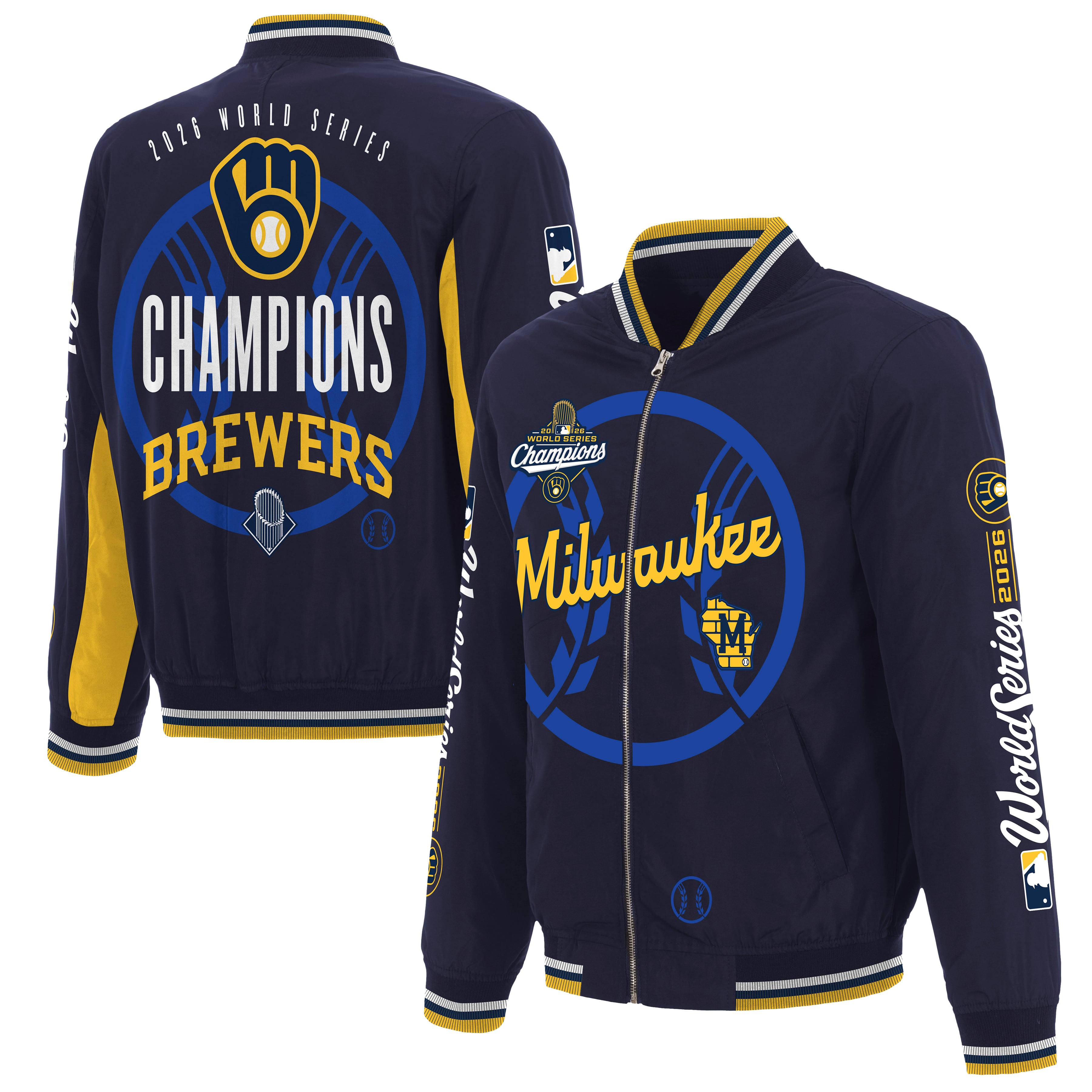 Men's Milwaukee Brewers JH Design Navy 2026 World Series Champions Full ...