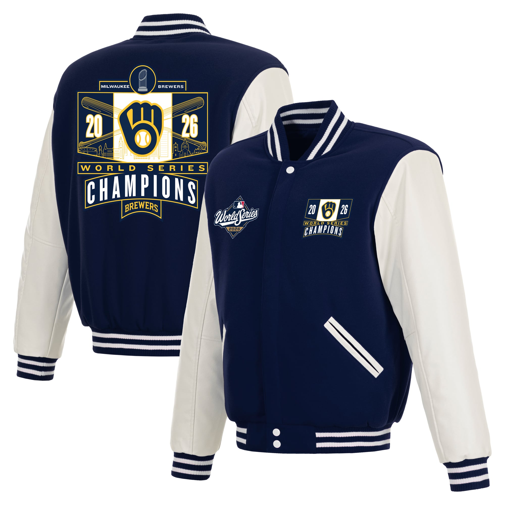 Men's Milwaukee Brewers JH Design Navy 2026 World Series Champions ...