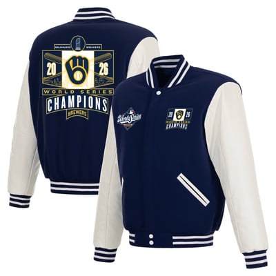  Milwaukee Brewers JH Design 2026 World Series Champions Reversible Fleece Full-Snap Jacket - Navy