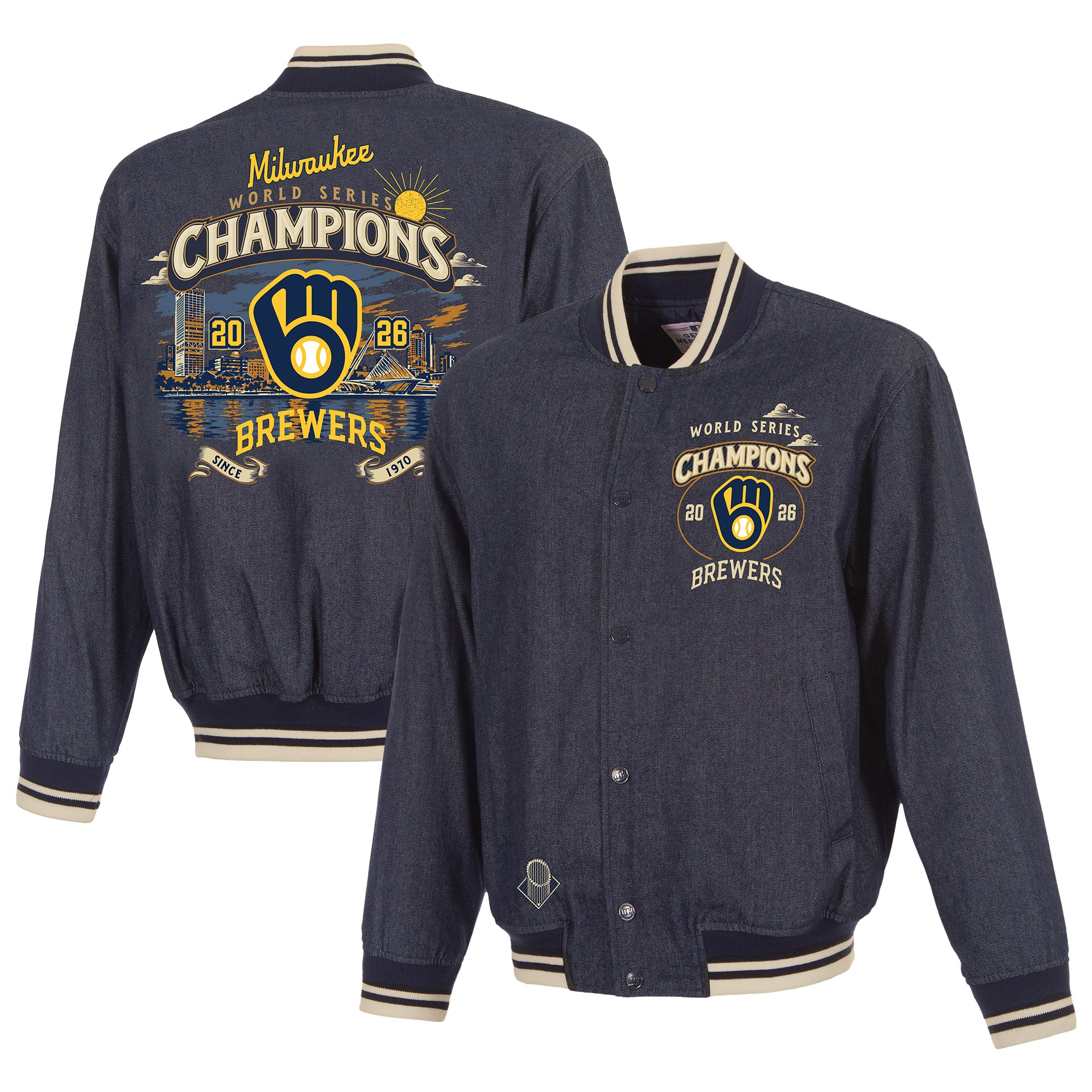 Men's Milwaukee Brewers JH Design Navy 2026 World Series Champions ...