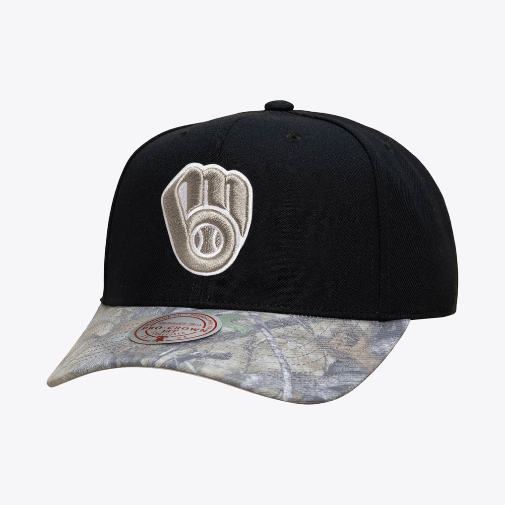 Men's Milwaukee Brewers Mitchell & Ness Black Midnight Timber Pro ...