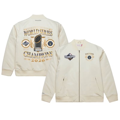Milwaukee Brewers Mitchell & Ness 2026 World Series Champions Full-Zip Bomber Jacket - Cream