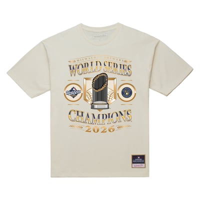 Milwaukee Brewers Mitchell & Ness 2026 World Series Champions T-Shirt - Cream
