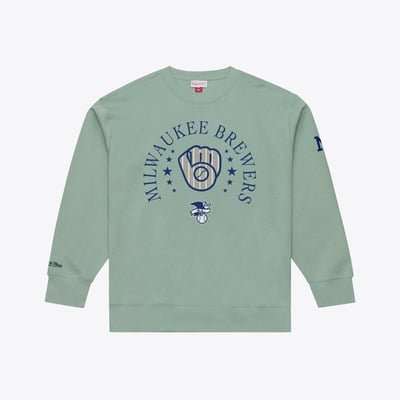 Milwaukee Brewers Mitchell & Ness Cooperstown Collection Yacht Rock Fleece Sweatshirt - Green