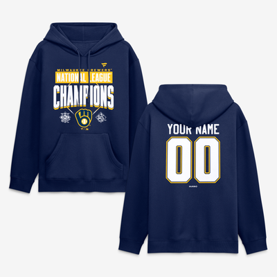  Milwaukee Brewers 2026 American League Champions Custom Name & Number Hoodie - Navy