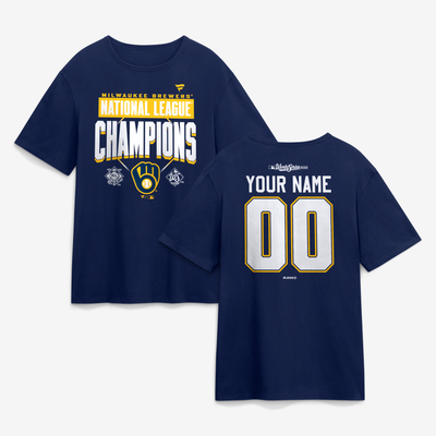  Milwaukee Brewers 2026 American League Champions Custom Name & Number T-Shirt - Navy