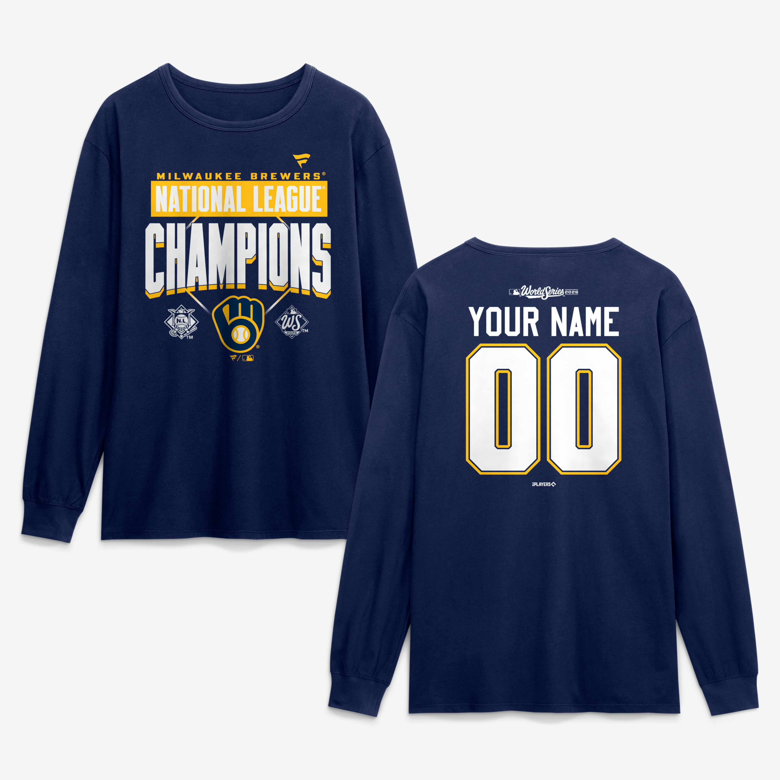 Men's Milwaukee Brewers Navy 2026 National League Champions Custom Name ...