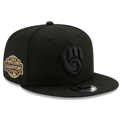 Milwaukee Brewers New Era 2026 World Series Champions Gold Tone Side Patch 9FIFTY Snapback Hat - Black