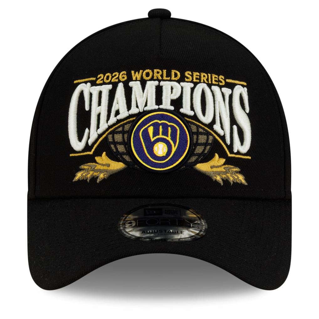 Milwaukee Brewers New Era 2026 World Series Champions Locker Room 9FORTY A-Frame Adjustable Hat - Black