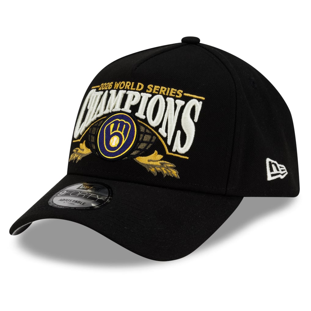 Milwaukee Brewers New Era 2026 World Series Champions Locker Room 9FORTY A-Frame Adjustable Hat - Black