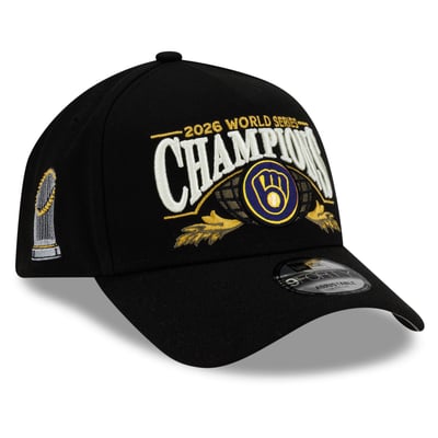 Milwaukee Brewers New Era 2026 World Series Champions Locker Room 9FORTY A-Frame Adjustable Hat - Black