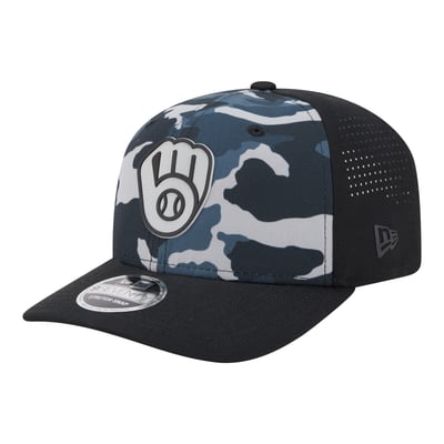Milwaukee Brewers New Era Tonal Camo 9SEVENTY Stretch-Snap Hat - Black