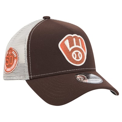 Milwaukee Brewers New Era Pumpkin Spice 9FORTY A-Frame Adjustable Trucker Hat - Brown