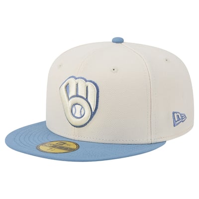 Milwaukee Brewers New Era Color Pack 59FIFTY Fitted Hat - Cream/Light Blue
