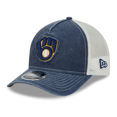  Milwaukee Brewers New Era Fan 9FORTY A-Frame Trucker Adjustable Hat - Navy