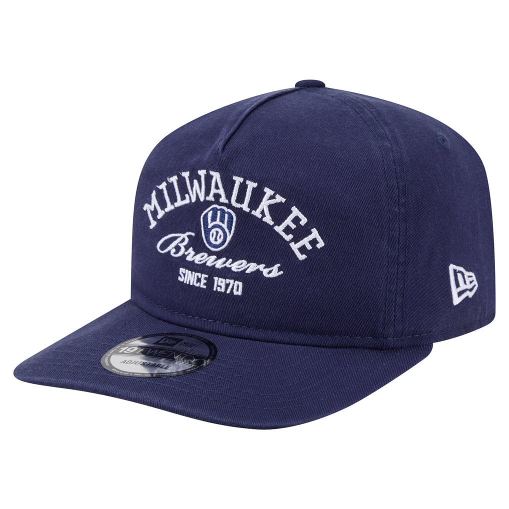 Milwaukee Brewers New Era Stacked 19TWENTY Adjustable Hat - Navy