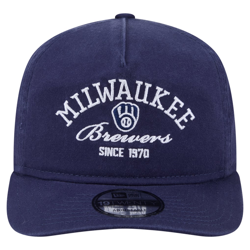 Milwaukee Brewers New Era Stacked 19TWENTY Adjustable Hat - Navy