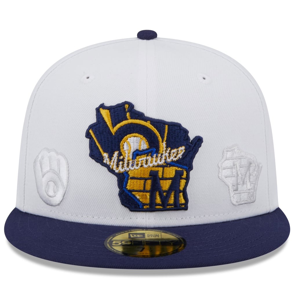 Men's Milwaukee Brewers New Era White/Navy State 59FIFTY Fitted Hat