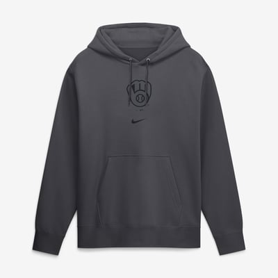  Milwaukee Brewers Nike Washed Club Fleece Hoodie - Anthracite