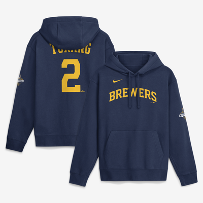 Brice Turang Milwaukee Brewers Nike 2026 World Series Champions Name & Number Hoodie - Navy