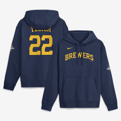 Christian Yelich Milwaukee Brewers Nike 2026 World Series Champions Name & Number Hoodie - Navy
