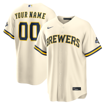  Milwaukee Brewers Nike 2026 World Series Champions Patch Home Replica Custom Jersey - Cream